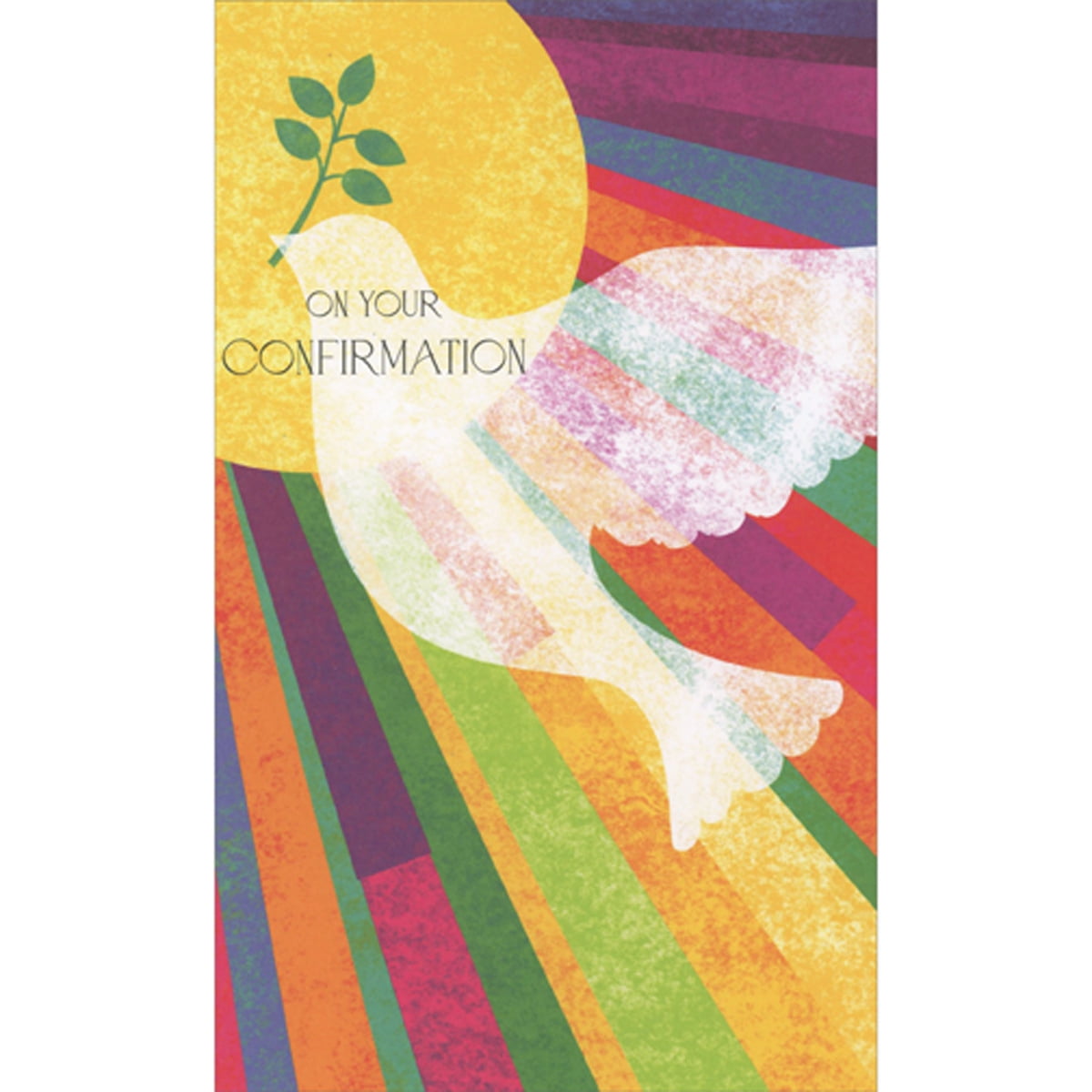 RSVP Dove Silhouette with Olive Branch Over Colorful Sunbeams Money Holder / Gift Card Holder Confirmation Congratulations Card