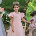 thumbnail image 4 of Falda infantil Vestido de princesa infantil Vestido de niña con flores rosas Falda larga con lazo, 4 of 6