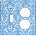 thumbnail image 2 of Metal Light Switch Plate Outlet Cover (Victorian Damask Flower Feather Blue Pattern - Single Toggle Single Duplex), 2 of 2
