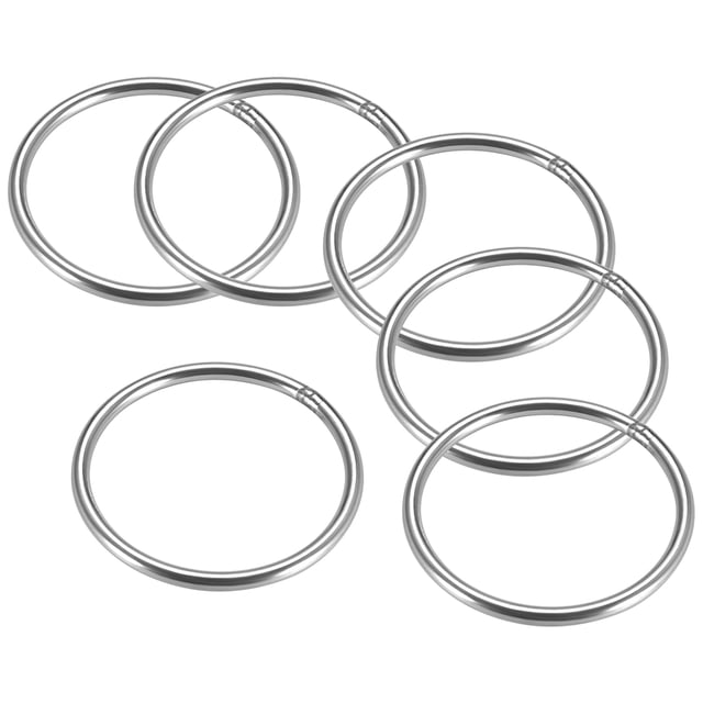 Anillo O soldado Uxcell 2.36'' x 0.16'' de acero inoxidable 201 tono plateado 6 piezas
