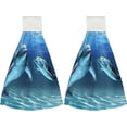 thumbnail image 2 of Hanging Towels 1 Pcs, Dish Towels Dolphins Playing Absorbent Hand Towels with Hanging Loop Washcloth for Bathroom Kitchen, 2 of 6