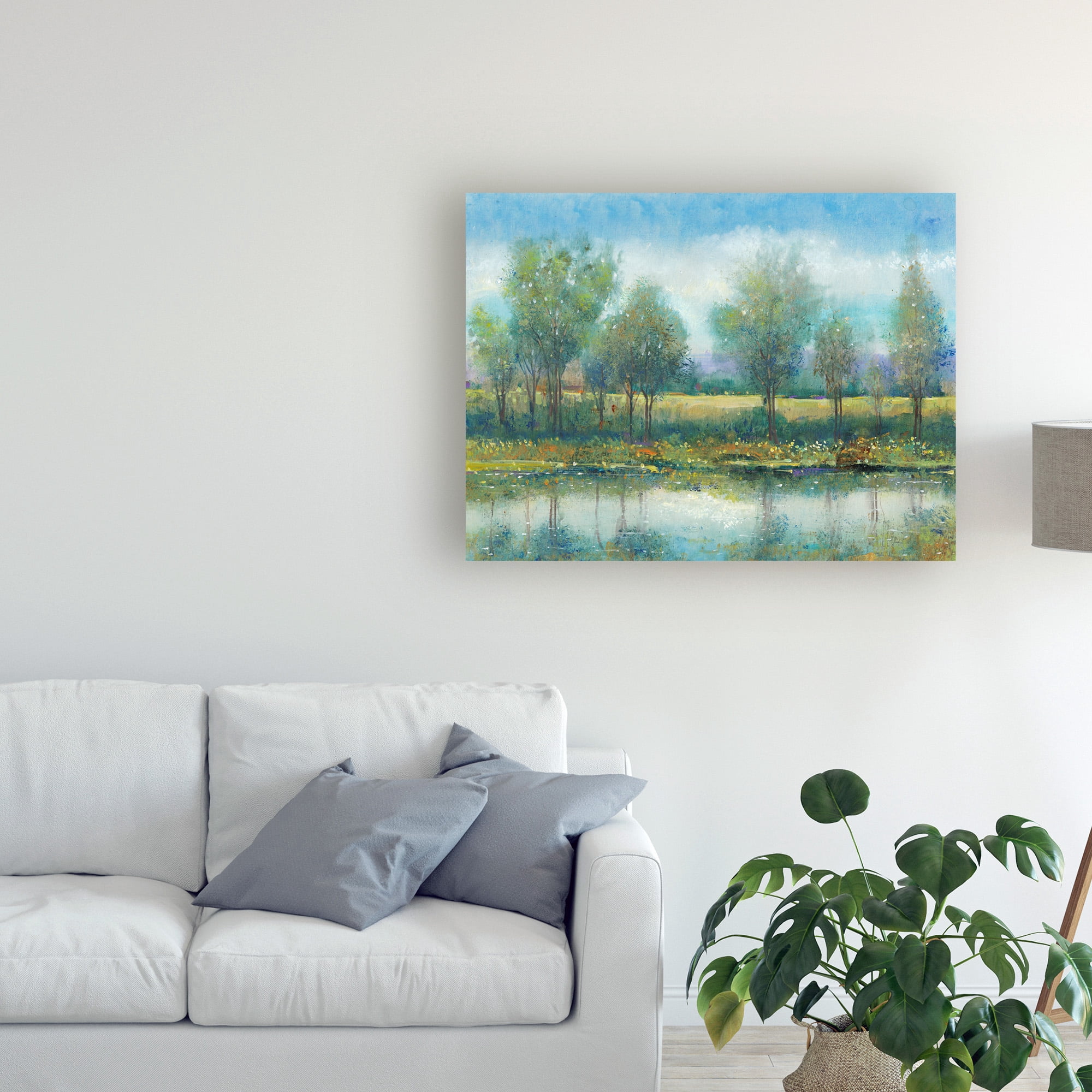 Trademark Fine Art 'River Reflection II Cloudy Blue Sky' Canvas Art by Tim OToole