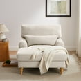thumbnail image 2 of Condemo Modern Linen Fabric Indoor Chaise Lounge Chair for Bedroom, Living Room, Office, Smoke White, 2 of 7