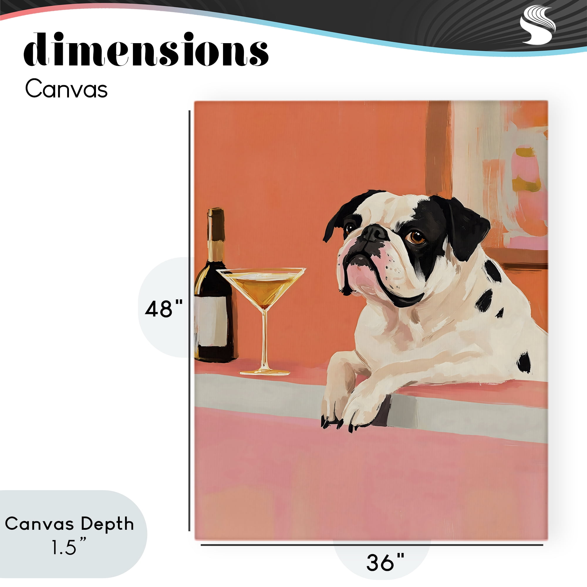 Stupell Industries Bulldog at Martini Lounge Canvas Wall Art, design by The Prints Vibe