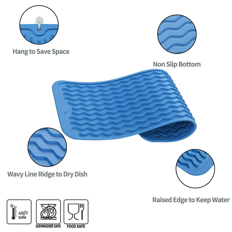 Kinlink Silicone Dish Drying Mats 2 Pack - 18x16 Large Dishwasher Safety  Counter Pad for Faster Drying, Kitchen Dish / Dish Draining / Sink Mat,  Heat Resistant …