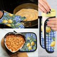 thumbnail image 5 of Yayeee Oven Mitts and Pot Holder Set of 2 Heat Resistant Kitchen Gloves Baking Hot Pad, Green Lemon Plaid, 5 of 5