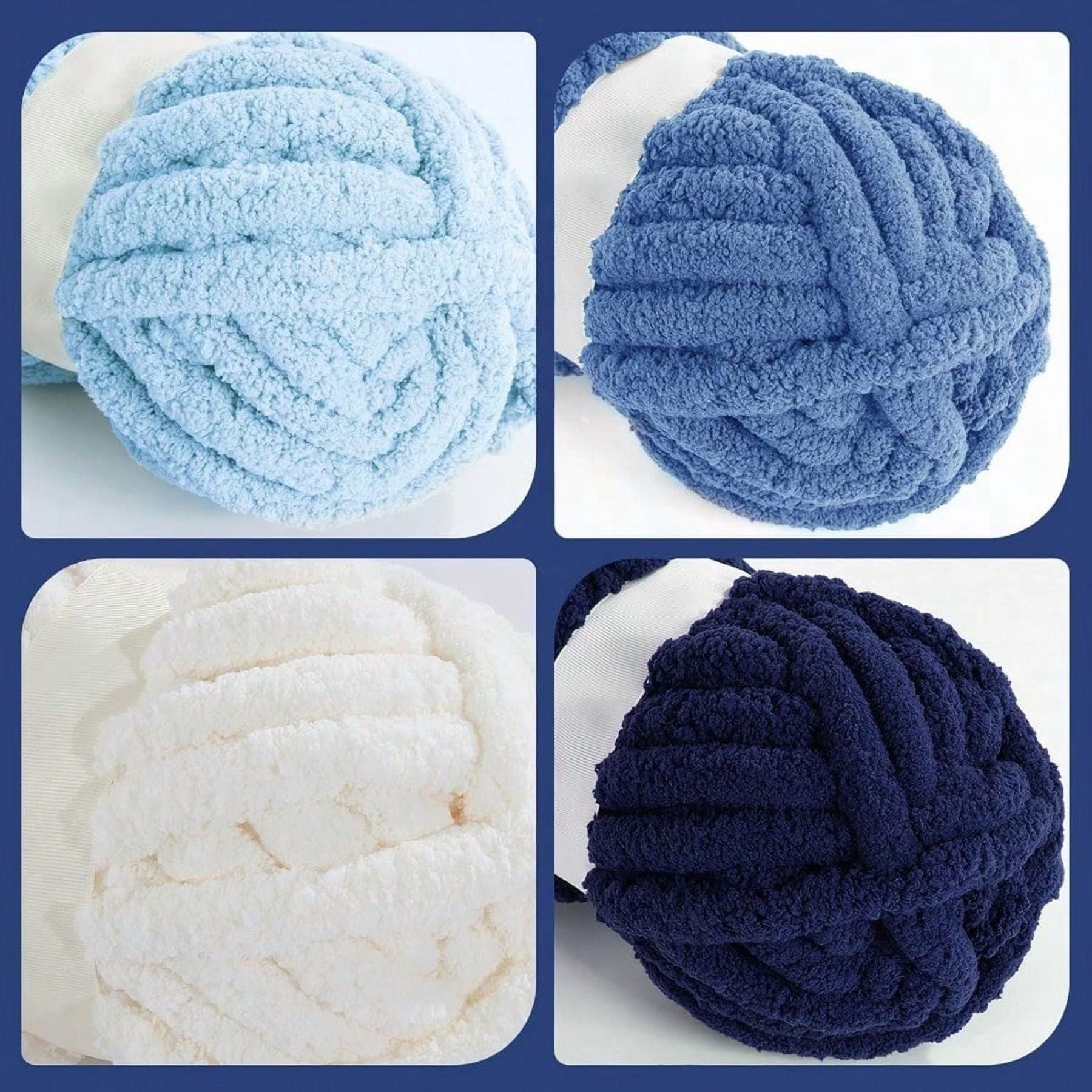 8 Pack Assorted Chunky Yarn for Crochetinger Bulky Large Soft Fluffy Yarn Plush Fuzzy Yarn Thick Chenille Yarn for Hand Knitting/Arm Knitting CreamBlue 27yds 8 oz Each Skein