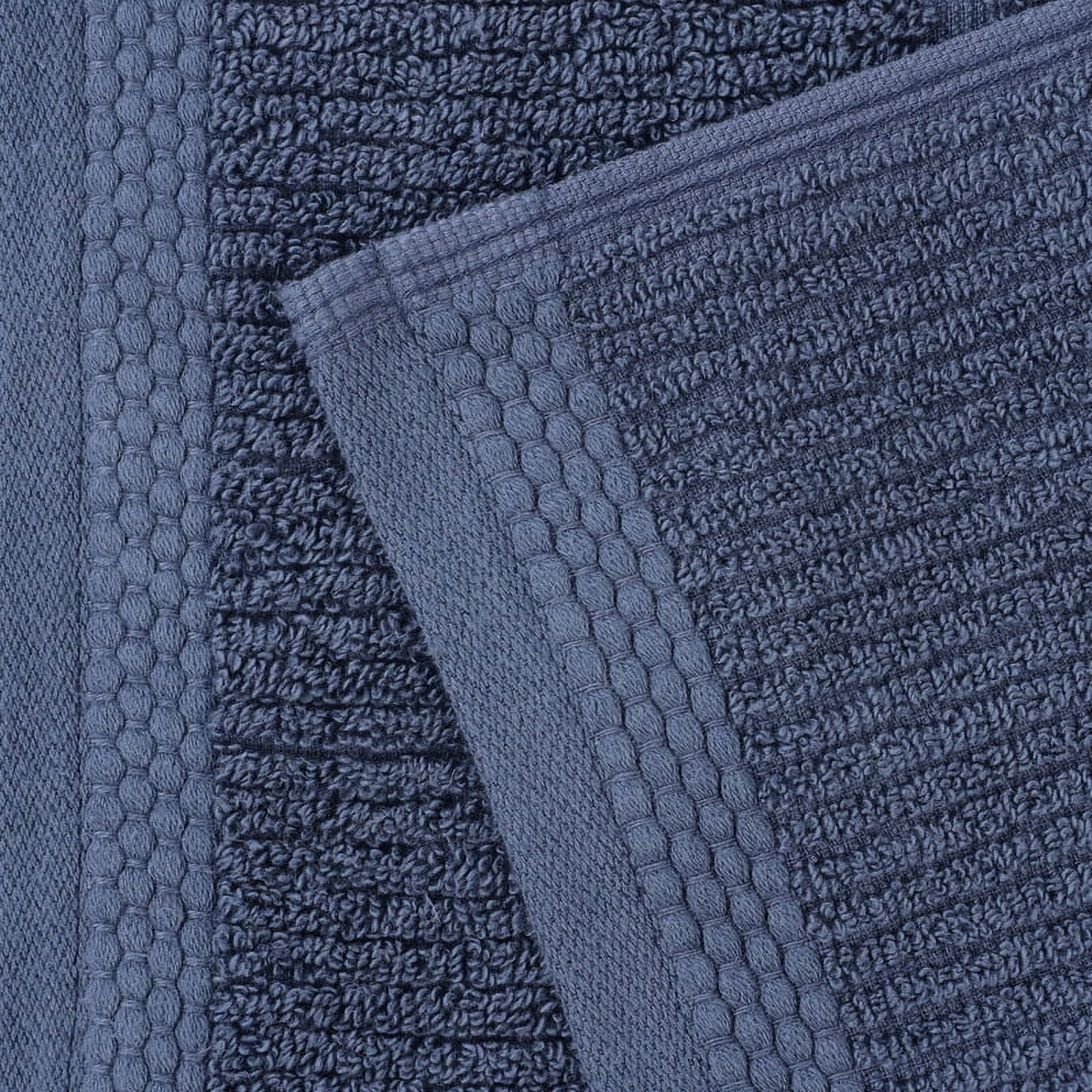 Superior Milo 6 Piece Smart Twist Cotton Hand Towels, Medium Weight Ribbed Design Towels, Navy Blue