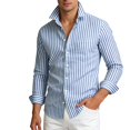 thumbnail image 2 of Long Sleeve Shirt Stylish Digital Print Striped Pattern Business Wear Comfortable Button Down Shirt For Daily Outfits Creative 2D-Printed Men's Shirt Daily Business Attire for Men Light Blue XXL, 2 of 4