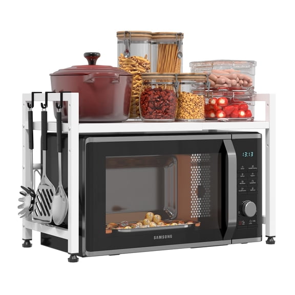 JOGGEIL Microwave Racks,Extendable Microwave Oven Stand, Adjustable Countertop Organizer Shelf, Heavy Duty Kitchen Storage Rack for Microwave, Toaster, Space Saving