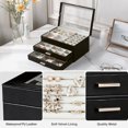 thumbnail image 4 of BIQI MUSSE Large Leather Jewelry Organizer Box with Clear Flip Lid Double Layer Drawers Storage Organizer for Women Girls Earrings Ring Necklace Case, 4 of 9