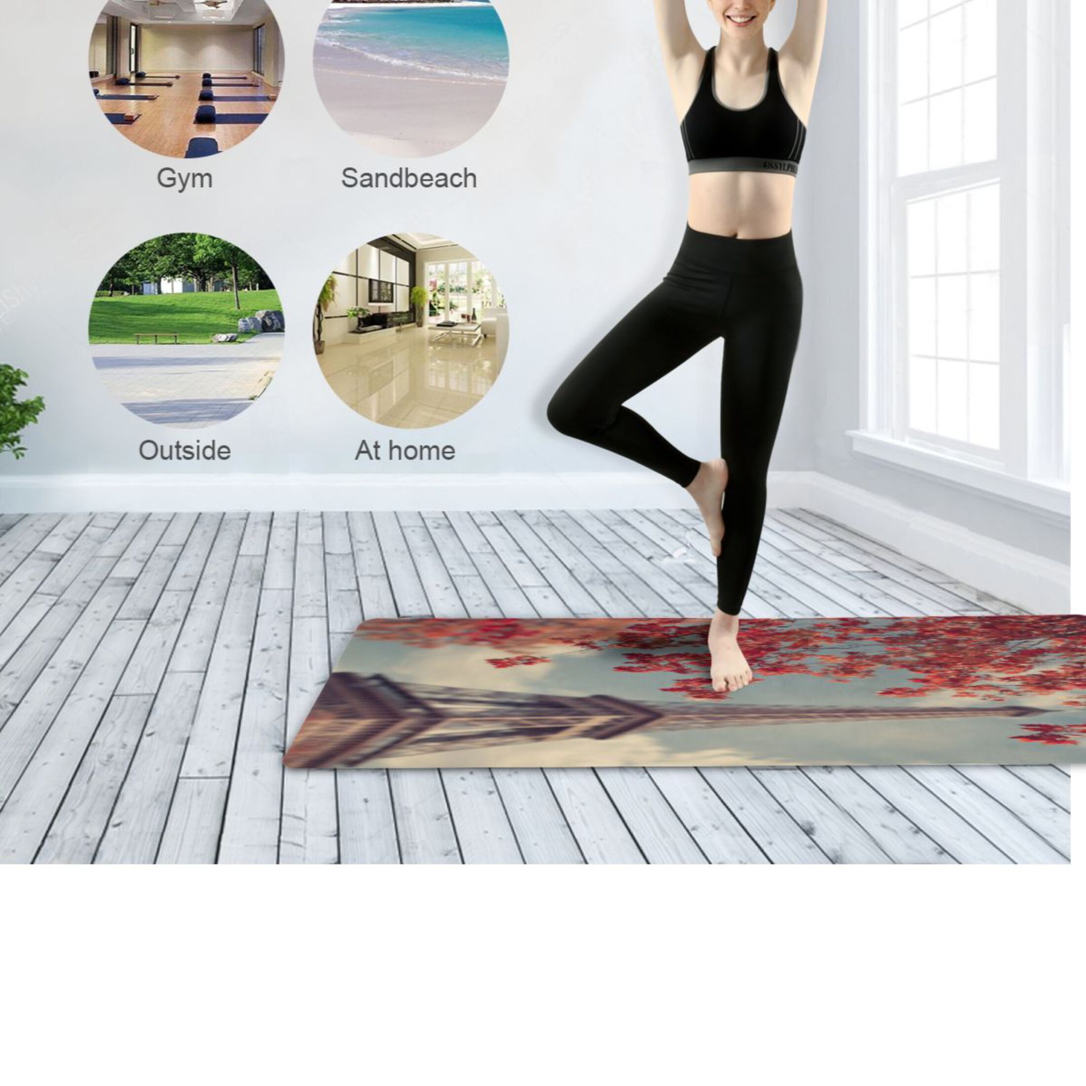 BZSMCE Yoga Mat Women Fitness Mat Autumn at The Tower Pattern