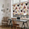 thumbnail image 5 of Farmhouse Rooster Kitchen Curtains 45 Inch Length, Vintage Watercolor Flowers Black Plaid Tiers Curtains for Bathroom Bedroom Cafe, Light Filtering Small Window Treatment Drapes 2 Panels 42"Wx45"L, 5 of 8