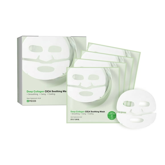 VOKE Deep Collagen CICA Teatree Soothing OvernightMask 37mlx4ea The Real Collagen 2 160 000ppb Facial Hydrogel With Low Molecular Weight Collagen For Elasticity And Soothing Spa for Women under 15 12
