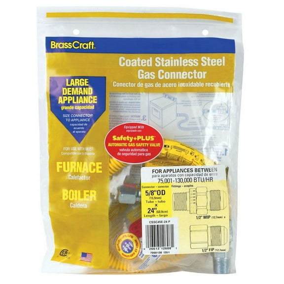 Brasscraft 1/2 in. FIP x 1/2 in. Dia. MIP Stainless Steel Gas Appliance Connector 24 in.