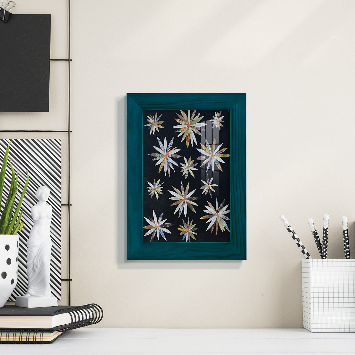 Starburst Too I - Framed Print w/glass - Ocean Blue