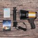 thumbnail image 5 of Rechargeable Spotlight 1000 Lumen Handheld Flashlight, Large Lightweight Searchlight, Gold Aluminium Alloy, 5 of 5