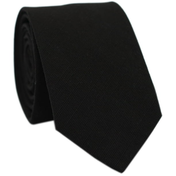 Corbata BELLUNO de algodón y lino, 6,5 cm, delgada, negra