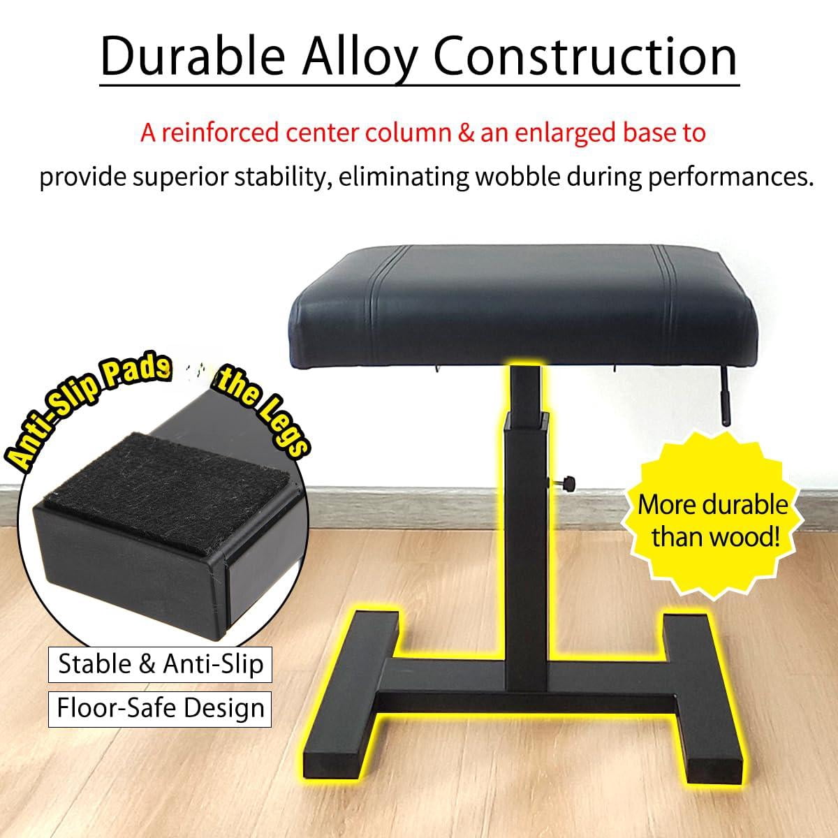 Height Adjustable Piano Bench 19.3" X 12.2" Seat Hydraulic Lifting Keyboard Pu Leather Chair Heavy Duty Stool With High-density Sponge Alloy Base (black  Smooth)