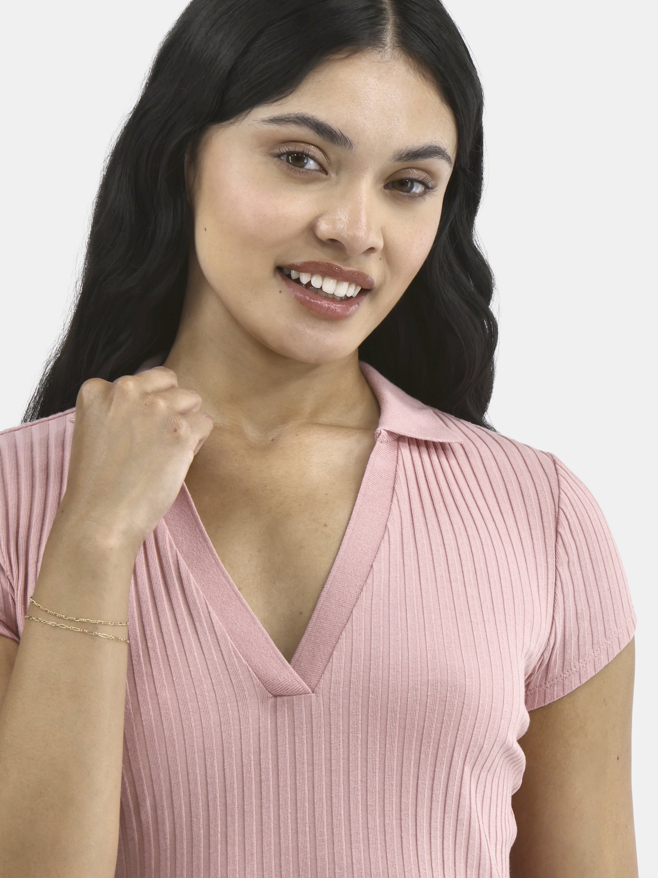 Women's No Boundaries Johnny Collar Polo Shirt, Sizes XXS - XXL
