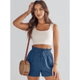 thumbnail image 6 of Linen Shorts for Women Casual High Waisted Wide Leg Drawstring Cute Summer Beach Shorts 2024 Fashion Vacation Outfit, 6 of 8