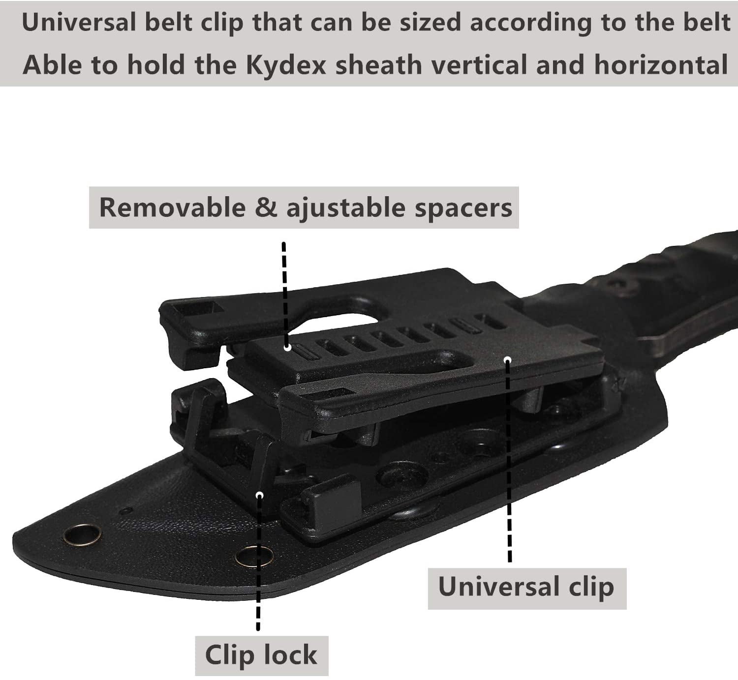 Oerla olk-032EK Tactical Fixed Blade Knife 3.9 inches blade with G10 Handle and Kydex Sheath (Black)