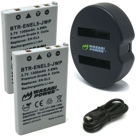 Wasabi Power Battery (2-Pack) and Dual Charger for Nikon EN-EL5