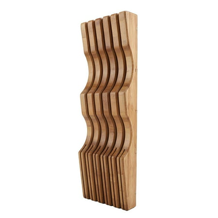 Lv. life Bamboo in Drawer Knife Block Knife Organizer for Kitchen Drawer Wooden Steak Knives Holder Cutlery Block,Holds up to 15