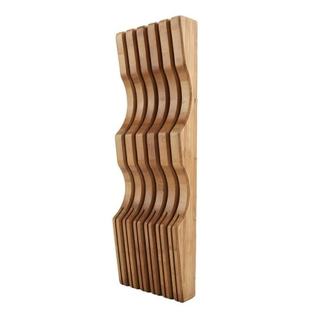 Lv. life Bamboo in Drawer Knife Block Knife Organizer for Kitchen Drawer Wooden Steak Knives Holder Cutlery Block,Holds up to 15 (Best Wood For Steak)