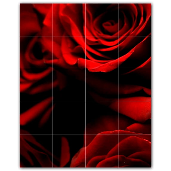 Picture-Tiles.com: Flowers Ceramic Tile Wall Mural WAL500616-45S. 17"W x 21.25"H using (20) 4.25" x 4.25" Ceramic Tiles-Satin Finish