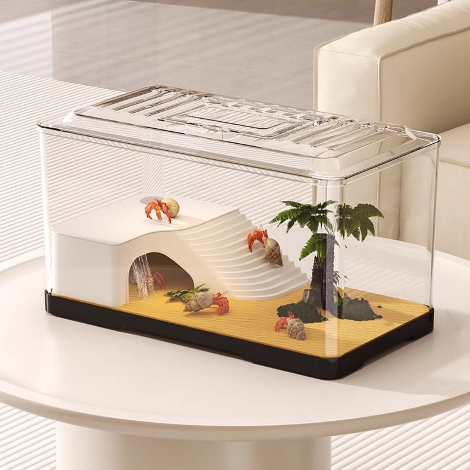 Transparent Turtle Viewing Tank Desktop Aquarium for Feeding and Observation