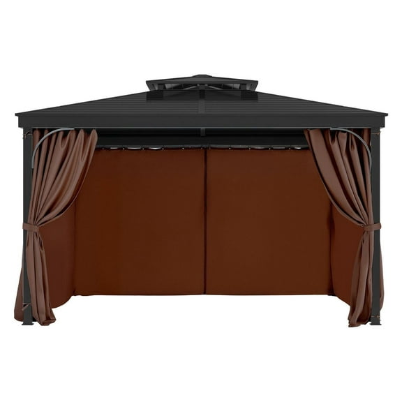 Outdoor Gazebo Privacy Curtain 10' x 10' Waterproof, 6.9' Tall Coffee-Colored Shade Screen