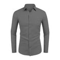 thumbnail image 4 of Knosfe Men's Casual Button Down Shirts Long Sleeve Untucked Shirts Regular Fit Linen Shirt Dark Gray 5XL, 4 of 4