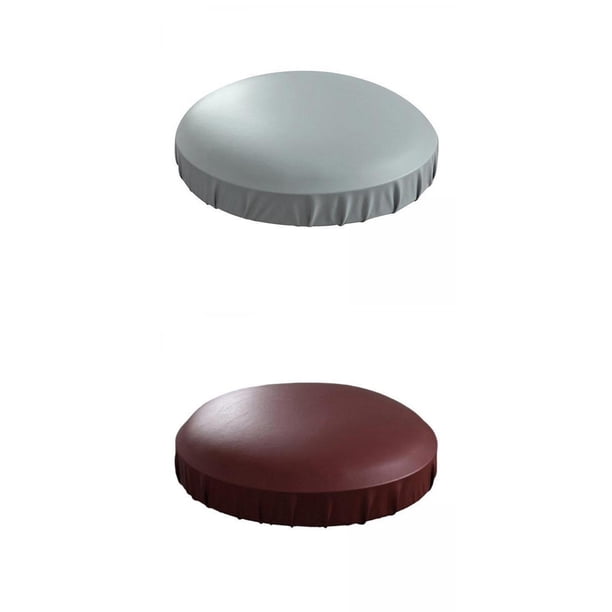2 fundas para taburete de bar de piel sintética, redondas, de 35 a 45 cm. gris y rojo