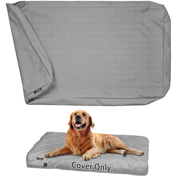 Jorohiker Waterproof Dog Bed Cover, Large Dog Beds with Washable Indoor/Outdoor Cover with Zipper, Replacement Removable 46x29x4 Inches (Gray)