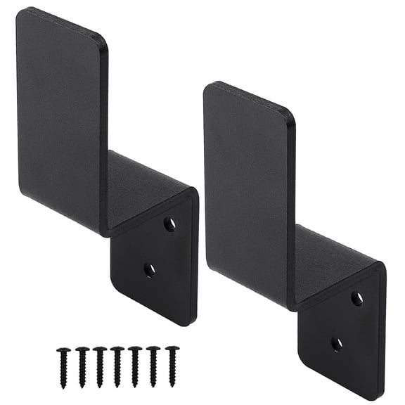 VANROUG 2x4 Door Barricade Brackets, 4 Pcs Drop Open Bar Security Door Barricade, Heavy Duty Z-Shape Black Bar Security Door Lock Brackets Fits 2x4 Boards, Home, Barn, Gate, Shed, Garage