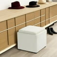 thumbnail image 4 of Joveco Storage Square Ottoman with Tray, Small Fabric Foot Rest Stool Cube, Coffee Table for Dorm Living Room Bedroom, White, 4 of 14