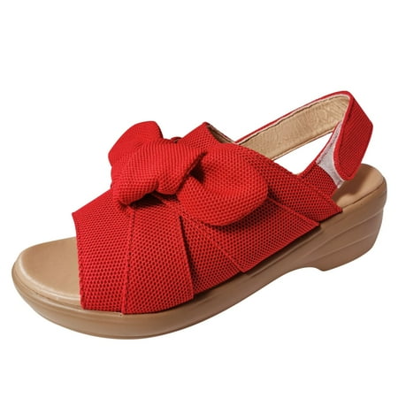 

nsendm Toe Cove Sandals for Women Size 11 Womens Roman Beach Wedges Toe Open Knot Sandals Plaid Sandals for Women Red 8