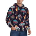 thumbnail image 2 of Pofeuu Mushroom Doodle Print Mens Casual Hooded Collar Drawstring Hoodies Pullover Sweatshirts Casual Long Sleeve Shirts-X-Large, 2 of 7