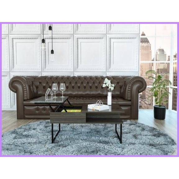 Wood-Look Lift Top Coffee Table with Concealed Storage – 48.8”W x30.4”D Spacious Surface for Living Room