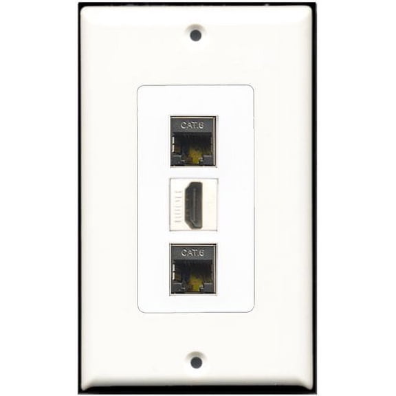 RiteAV - 1 Port HDMI 2 Port Shielded Cat6 Ethernet Wall Plate Decorative