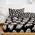 thumbnail image 6 of Twin XL Size Fitted Sheet Set - Halloween 2 Piece Bedding Sets 16" Deep Pocket Fitted Sheet with 1 Pillowcases, Black Spooky Ghostly Silhouettes Vintage Brushed Microfiber Hotel Luxury Bed Sheets, 6 of 9