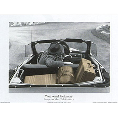 Weekend Getaway Couple in Car Kissing 14x11 Vintage Photograph Art Print (Best Weekend Getaways For Couples In Midwest)