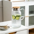 thumbnail image 1 of Plastic Beverage Pitcher with Wooden Lid - Diamond Pattern Material High Temperature Proof for Bar & Restaurant Use Ergonomic Handle, Clear, JKODE, 1 of 7