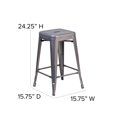 thumbnail image 2 of 24'' High Backless Clear Coated Metal Indoor Counter Height Stool with Square Seat, 2 of 8