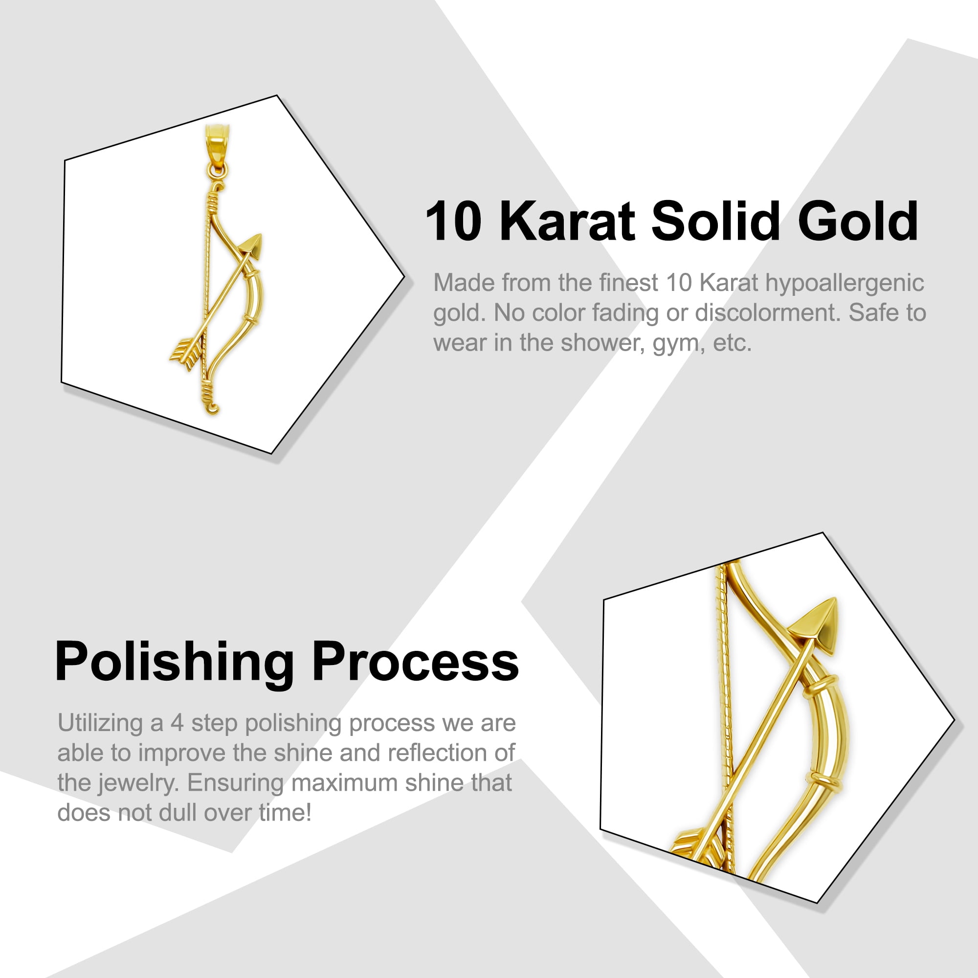 Charm America - Gold Bow and Arrow Charm - 10 Karat Solid Gold