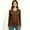 (Solid)Brown, variant on Women's Color Block V-Neck Long Sleeve Curved Hem T-Shirt, Everyday Stretch Basic Layering Long Sleeve Top, Women's ,Size S-2XL