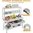 thumbnail image 4 of Acekid 72"X24" Stainless Steel Table with Overshelves and 3 Drawers, NSF Work Table Shelf Drawers, Metal Table Prep Table, 4 of 6