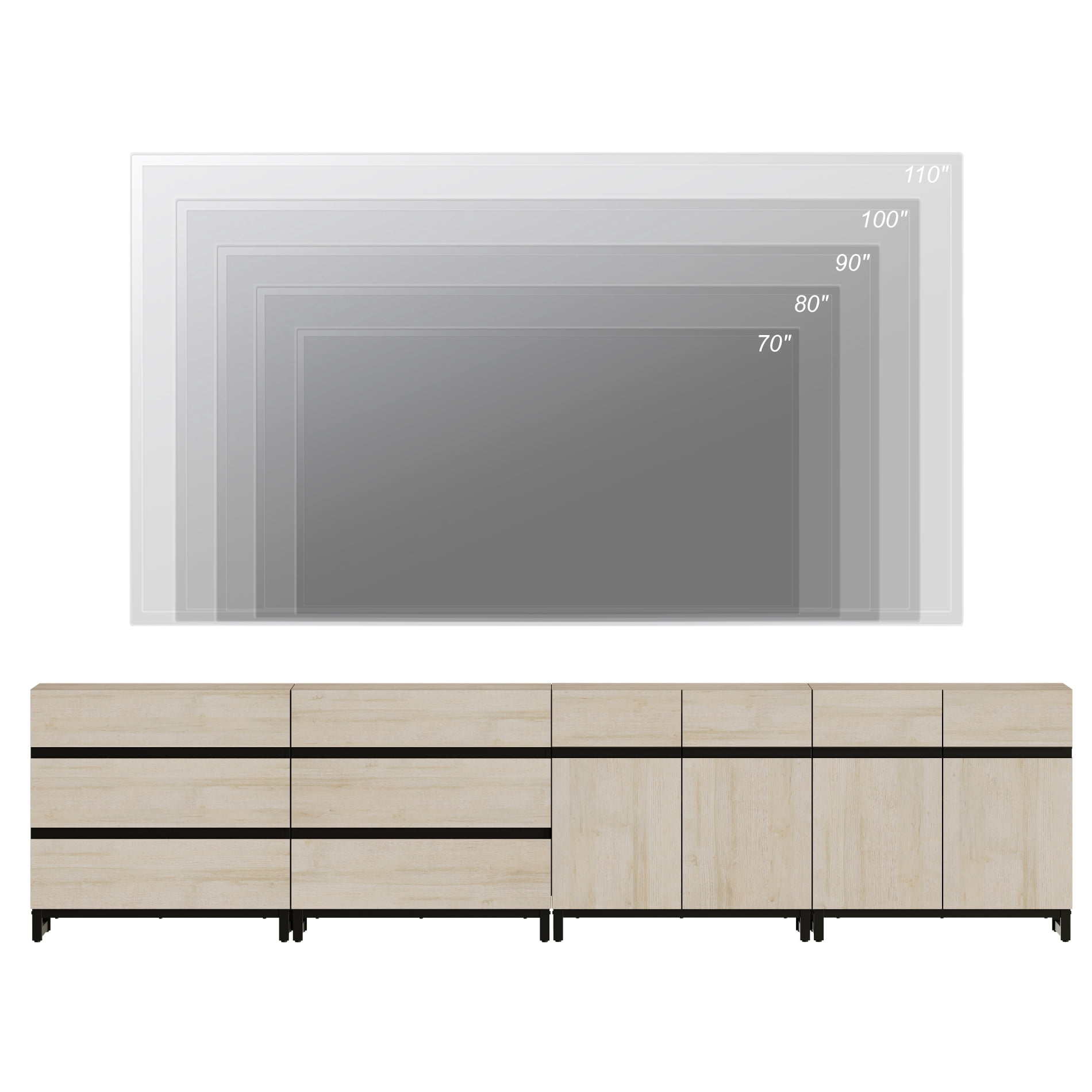 Modern TV Stand For Tvs Up To 120 Inches, 4-In-1 Entertainment Console With 6 Drawers And Adjustable Shelves, Media Cabinet For Living Room Or Bedroom,Beige