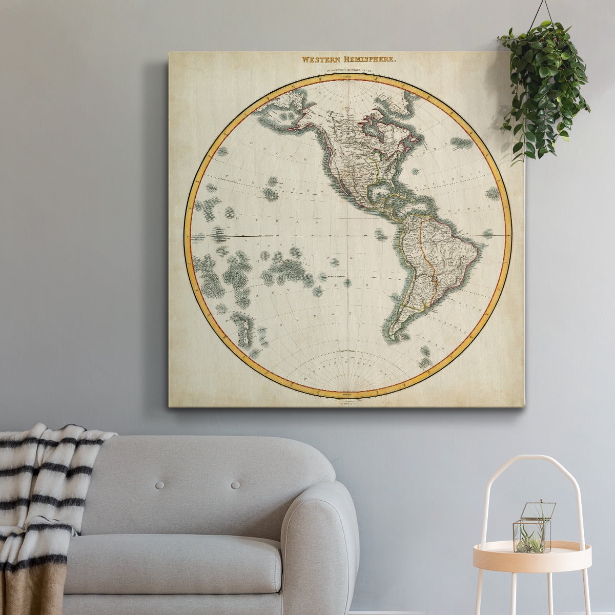 Wexford Home 1812 Western Hemisphere-Premium Gallery Wrapped Canvas, 24" x 24" - Ready to Hang